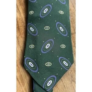 Polo Ralph Lauren Men's‎ Handmade Green Geometric Tie 100% Silk Preppy Sm Flaw